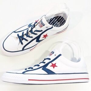 EUC ⭐️ Converse All Star Player OX White/Navy/Gym Red 100% authentic
